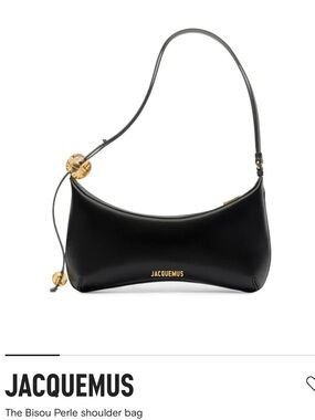 Jacquemus Black Bisou Perle Shoulder Bag with Gold Accents